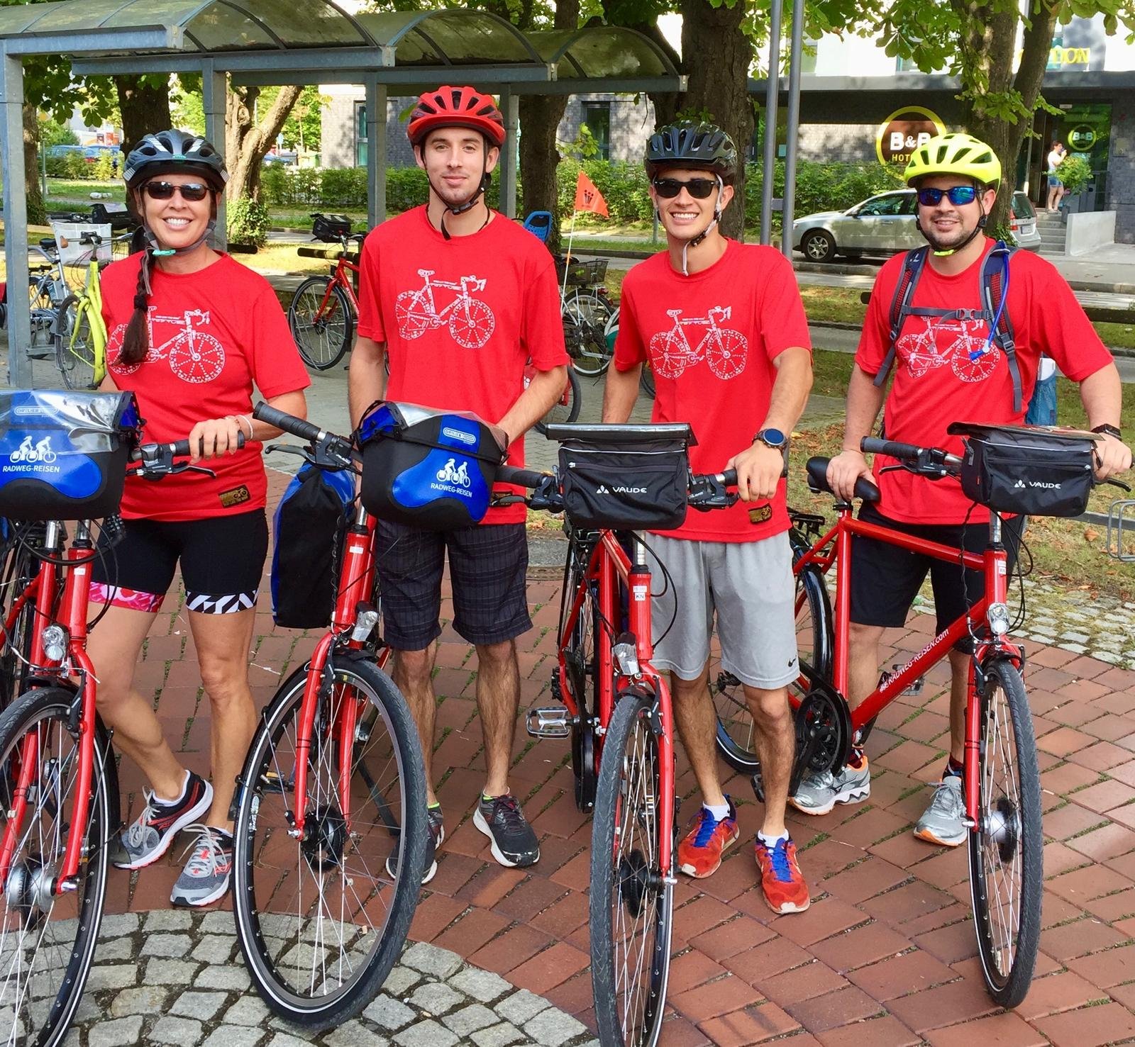 Rhonda L.C. Hull cycling around the Bodensee with her sons